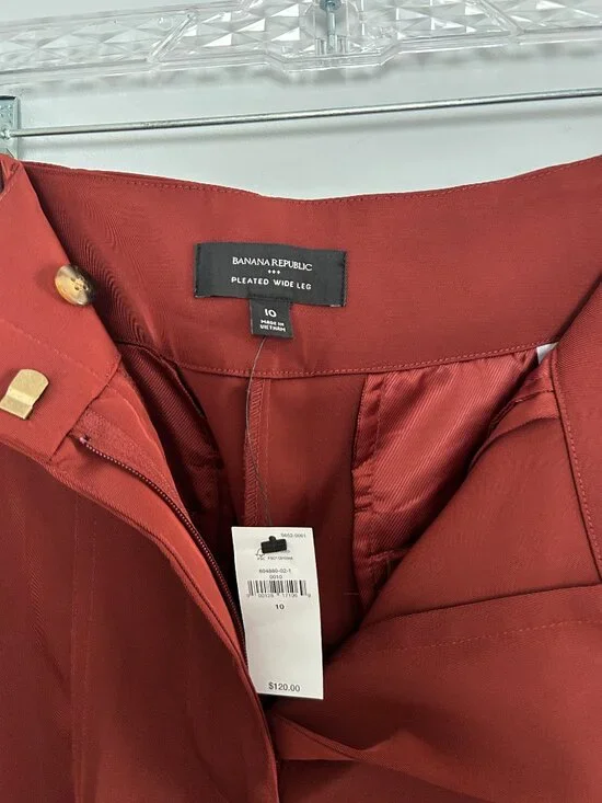 Banana Republic Factory Pleated Wide Leg Pants Women's Size 10 Caramel NWT - Picture 3 of 9